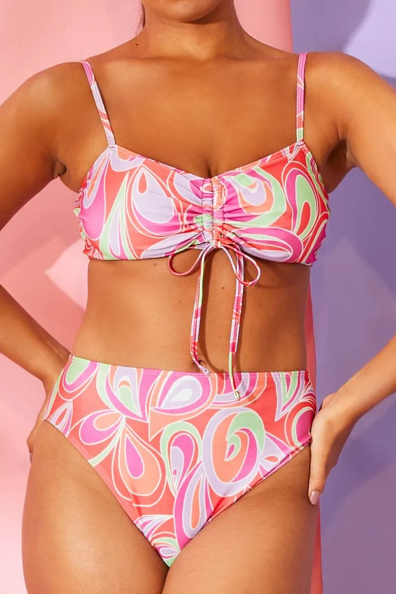 Abstract Print Bikini Top