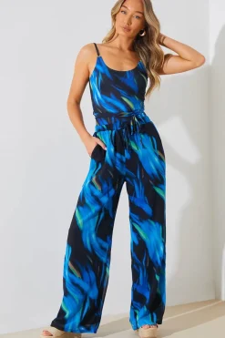 Abstract Print Chiffon Co-Ord Wide Leg Trousers