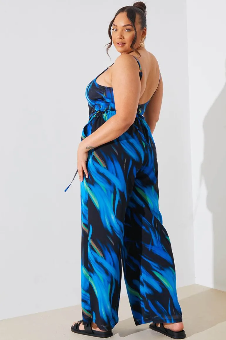 Abstract Print Chiffon Co-Ord Wide Leg Trousers