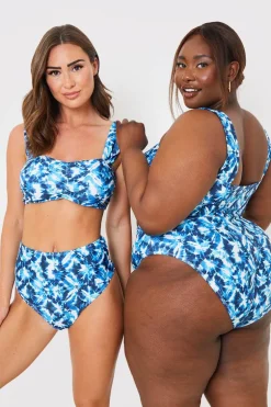 Abstract Print High Waisted Bikini Bottoms
