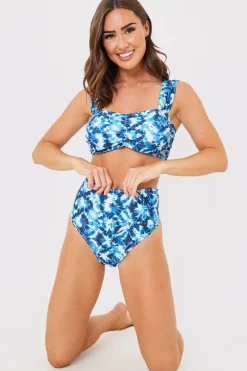 Abstract Print High Waisted Bikini Bottoms