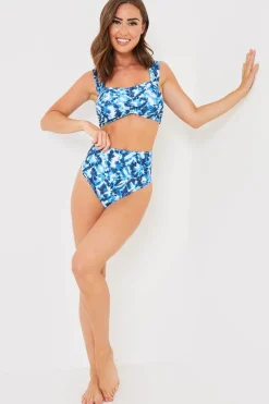 Abstract Print High Waisted Bikini Bottoms