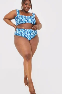 Abstract Print High Waisted Bikini Bottoms