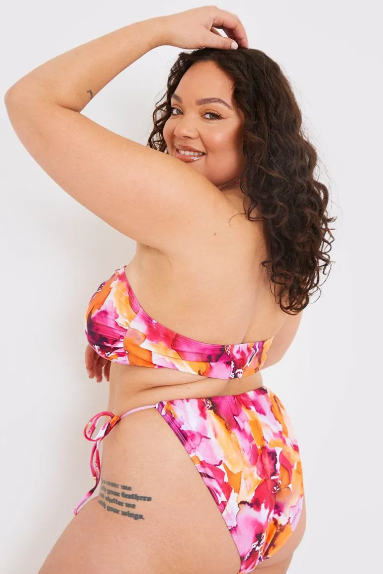 Abstract Print Tie Side Bikini Bottoms