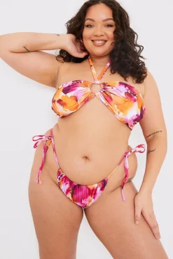 Abstract Print Tie Side Bikini Bottoms