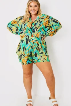Abstract Printed Button Up Co-Ord Beach Shirt