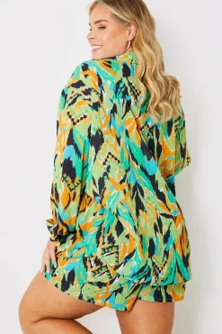 Abstract Printed Button Up Co-Ord Beach Shirt