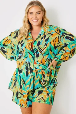 Abstract Printed Button Up Co-Ord Beach Shirt