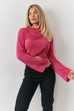 Acetate Slinky Co-Ord Wrap Crop Top