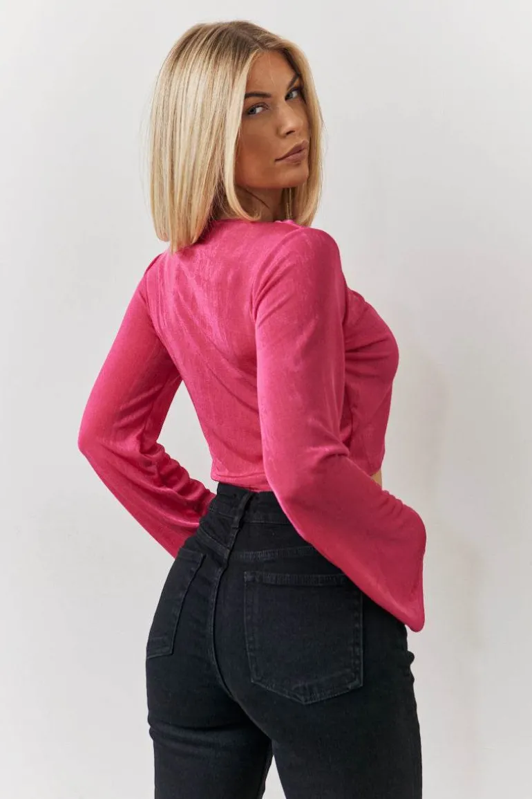 Acetate Slinky Co-Ord Wrap Crop Top