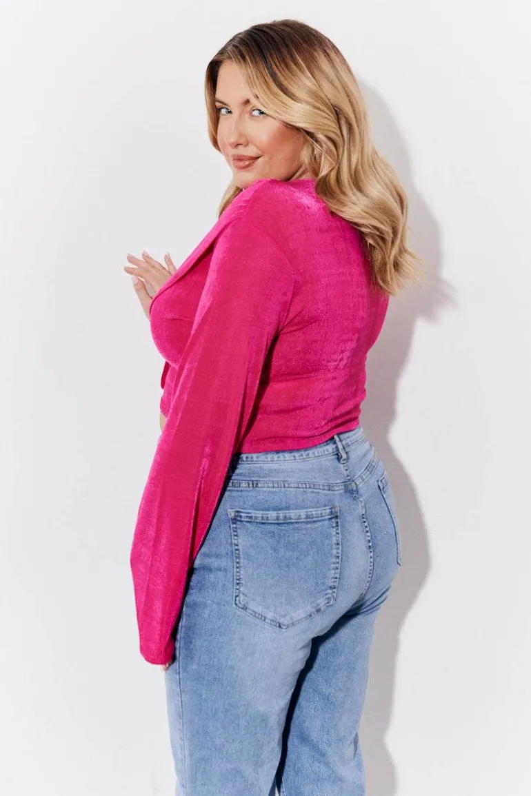 Acetate Slinky Co-Ord Wrap Crop Top
