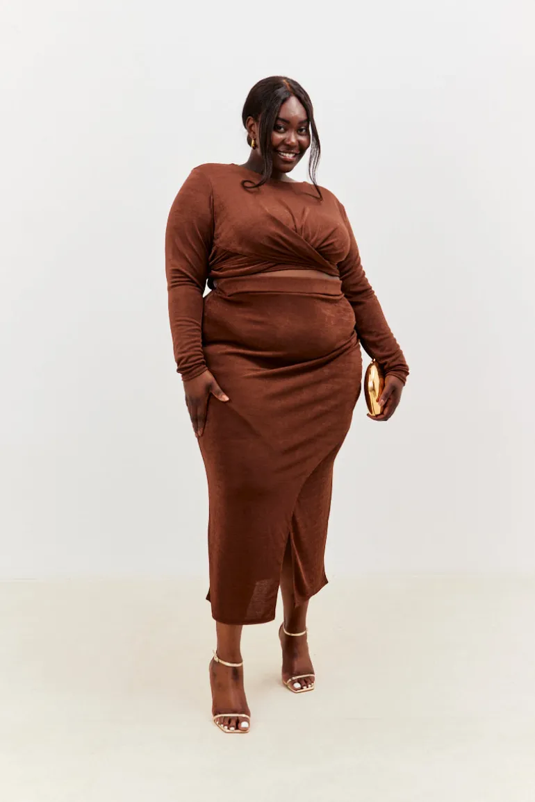 Acetate Slinky Wrap Co-Ord Skirt