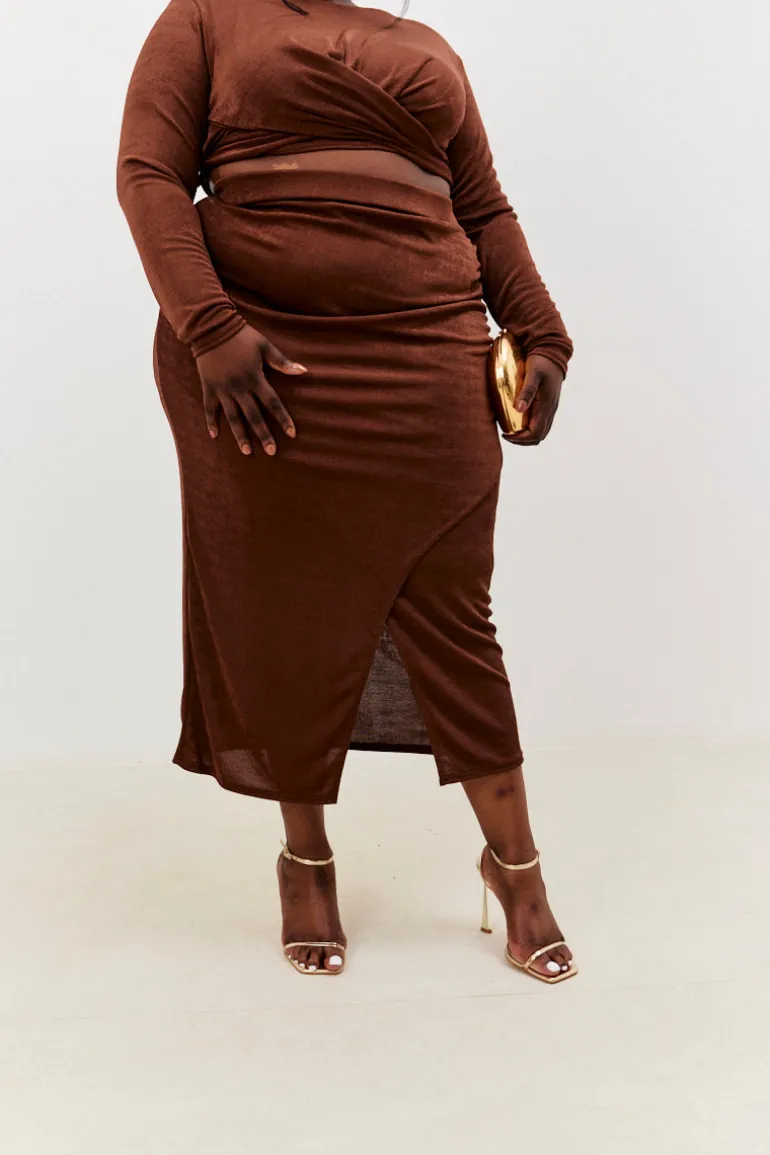 Acetate Slinky Wrap Co-Ord Skirt