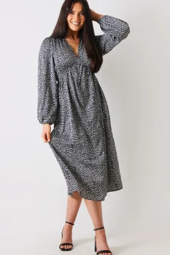 Animal Print Smock Midi Dress