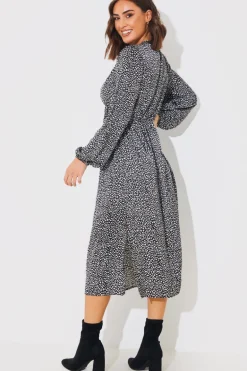 Animal Print Smock Midi Dress