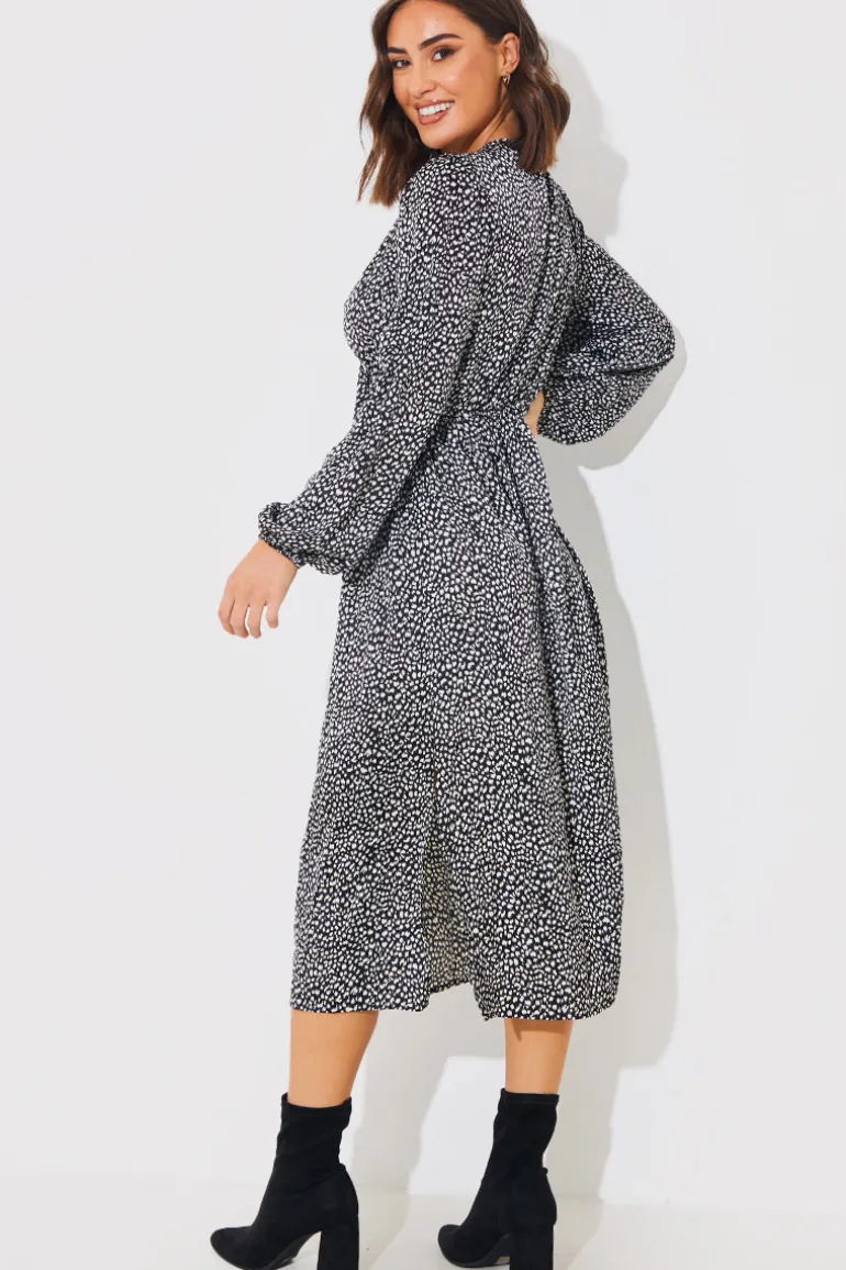 Animal Print Smock Midi Dress