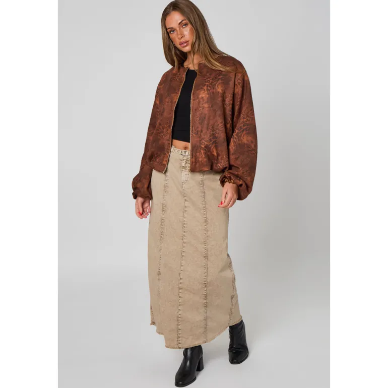 Animal Suede Bubble Hem Jacket