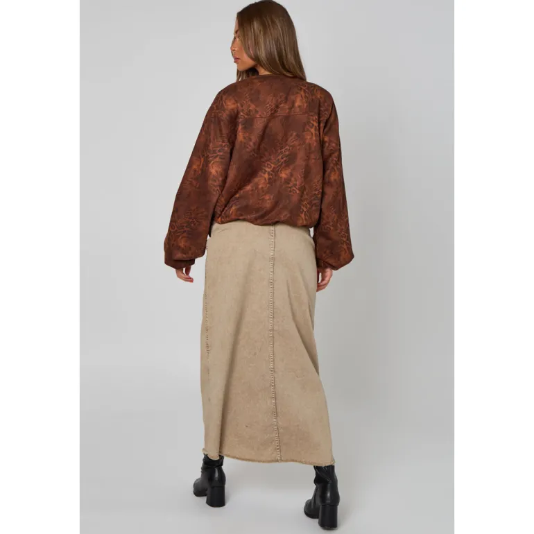 Animal Suede Bubble Hem Jacket