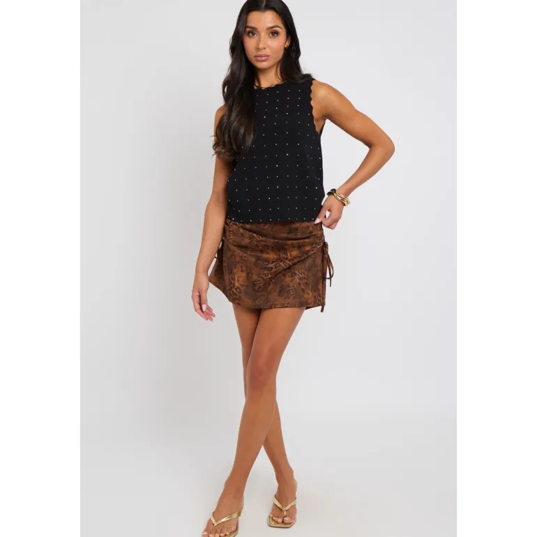 Animal Suede Mini Skirt