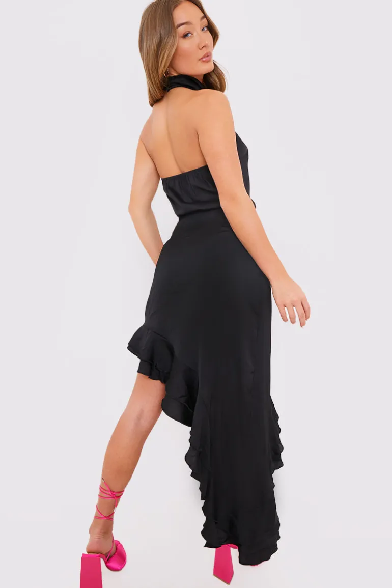 Asymmetic Frill Detail Midi Skirt