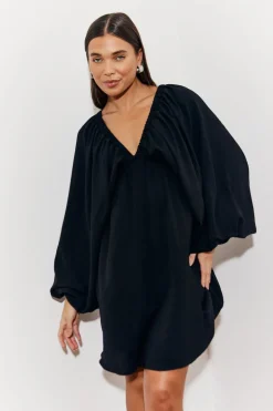 Balloon Sleeve Smock Mini Dress