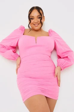 Balloon Sleeve Sweetheart Neck Mini Dress
