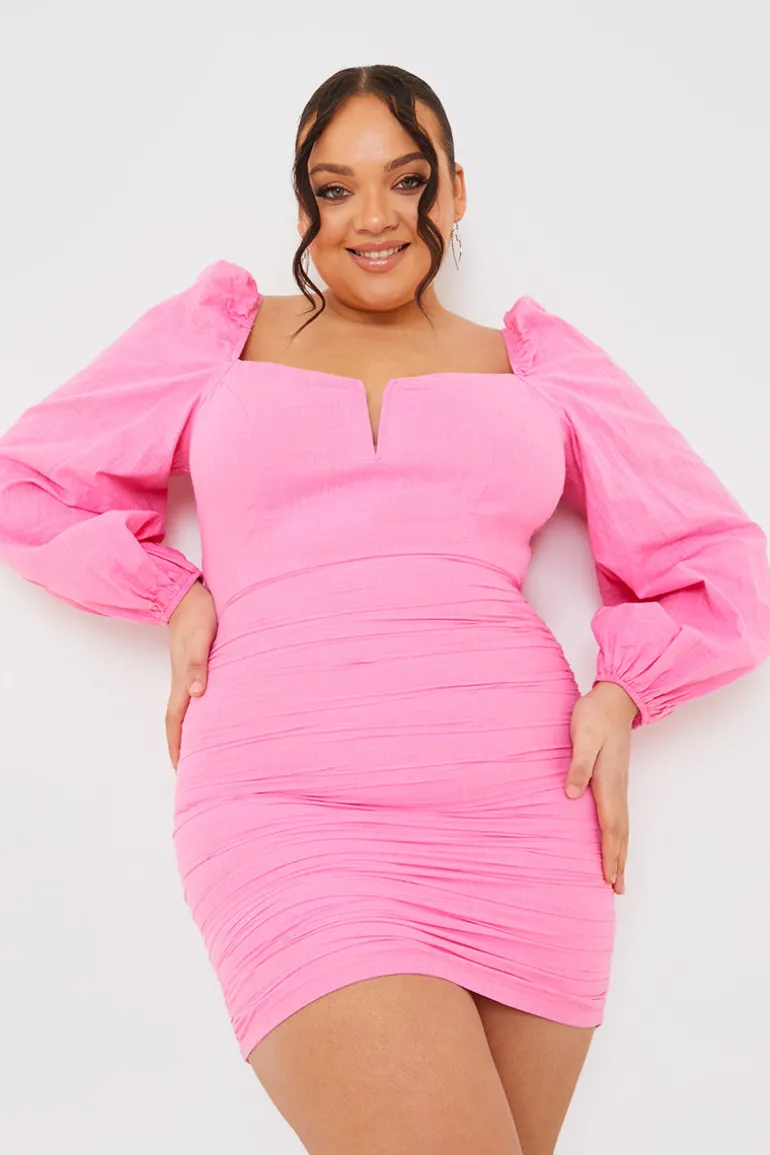 Balloon Sleeve Sweetheart Neck Mini Dress