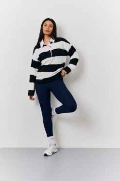 Black & White 90's Stripe Long Sleeve Rugby Shirt