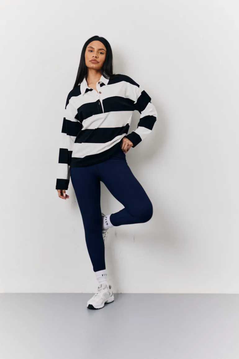 Black & White 90's Stripe Long Sleeve Rugby Shirt