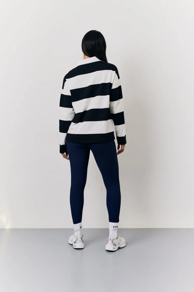 Black & White 90's Stripe Long Sleeve Rugby Shirt