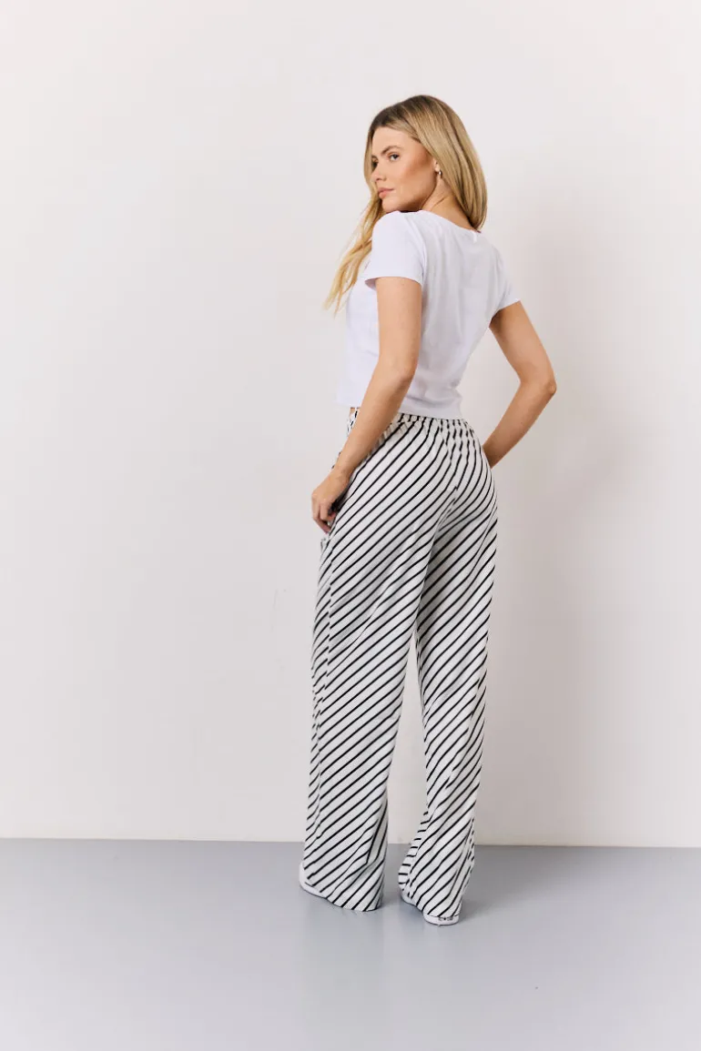 Black & White Striped Drawstring Trouser