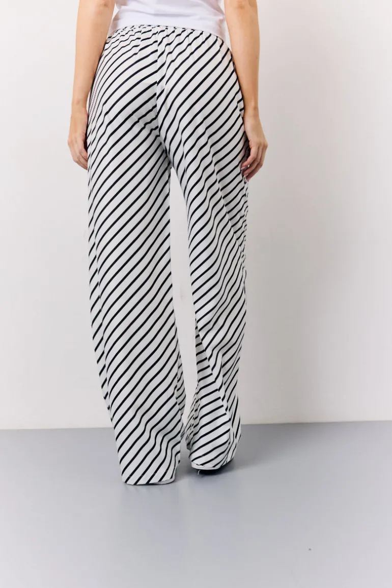 Black & White Striped Drawstring Trouser