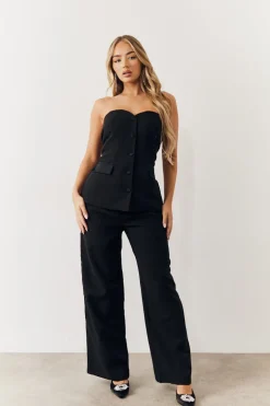 Black Bandeau Sweetheart Neckline Waistcoat