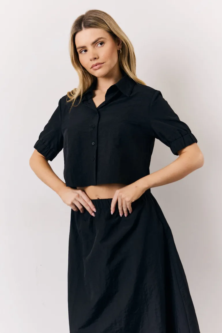 Black Co-Ord Cropped Shirt