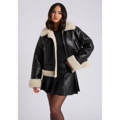 Black Cropped Bonded Jacket