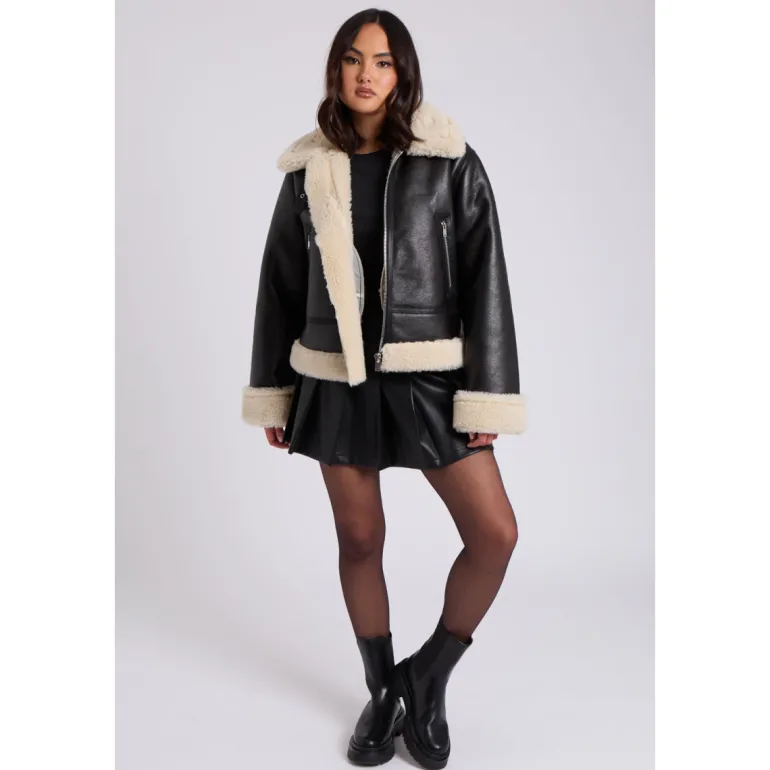 Black Cropped Bonded Jacket