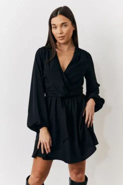 Black Drape Detail Mini Dress