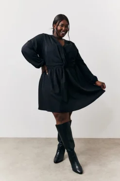 Black Drape Detail Mini Dress