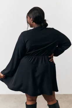 Black Drape Detail Mini Dress