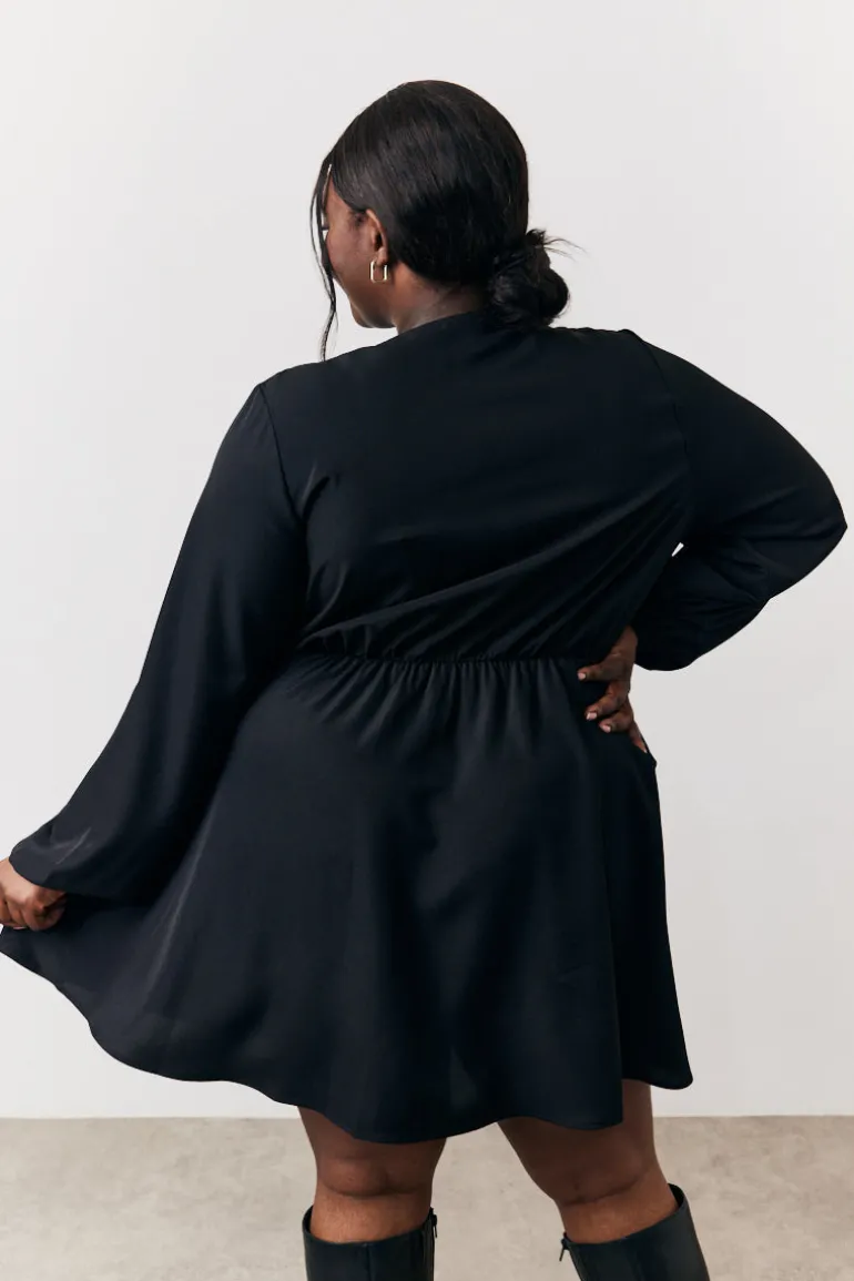 Black Drape Detail Mini Dress