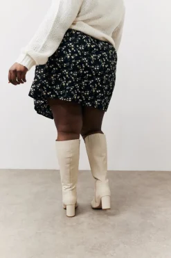 Black Floral Flippy Mini Skirt