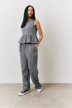 Black Gingham Smock Top