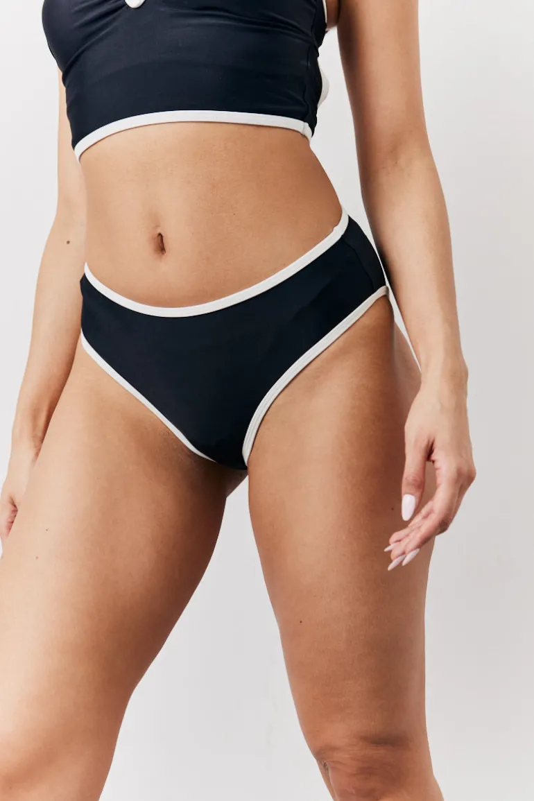 Black High Thigh Boomerang Bikini Bottoms