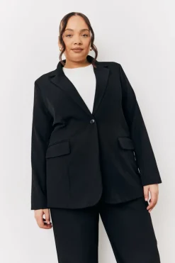 Black Relaxed Pocket Detail Blazer