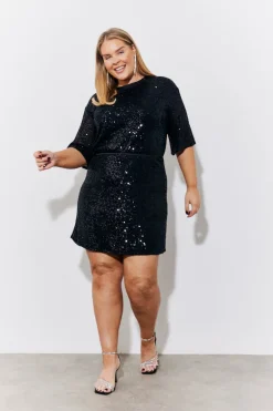 Black Sequin Mini Skirt