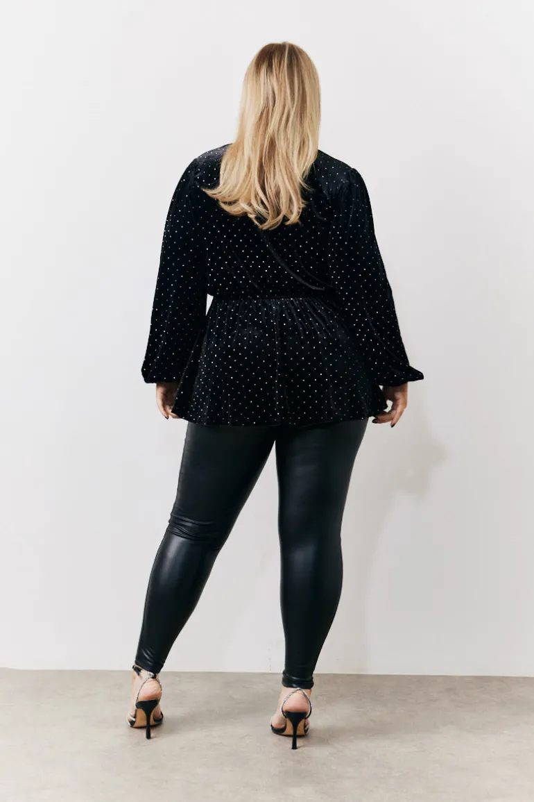 Black Studded Velvet Blouse