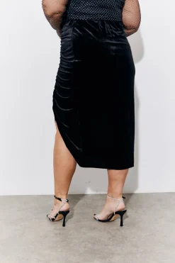 Black Velvet Midi Skirt