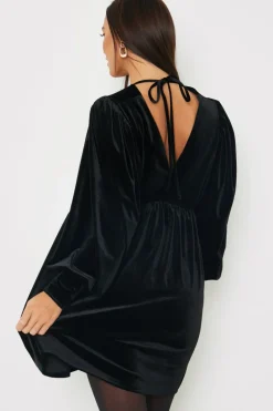 Black Velvet Smock Mini Dress