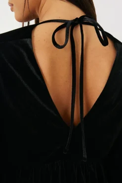 Black Velvet Smock Mini Dress