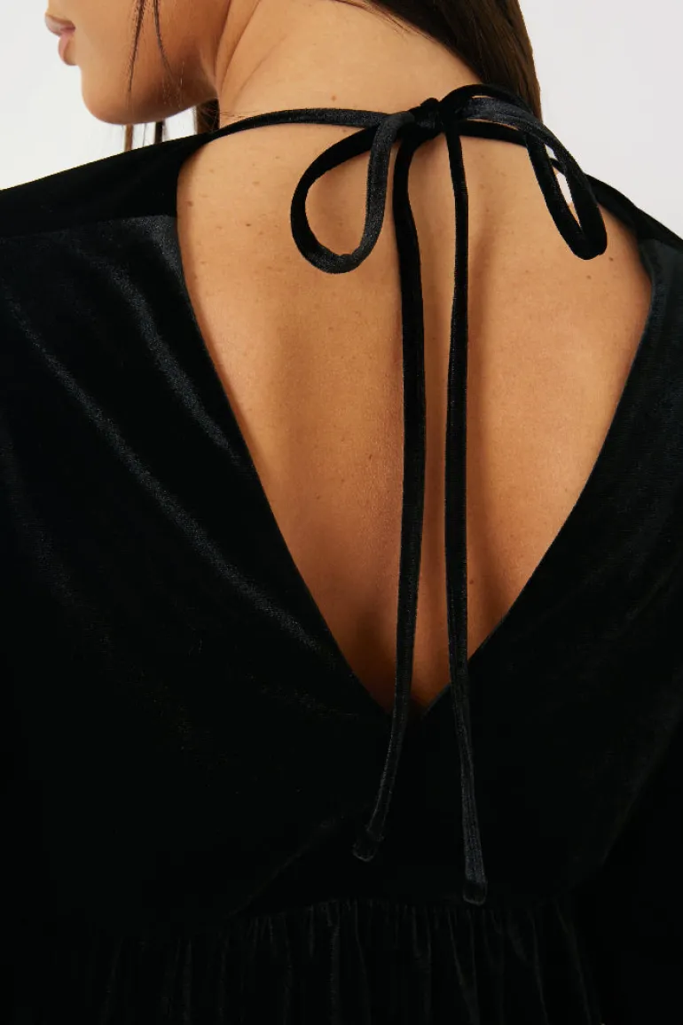 Black Velvet Smock Mini Dress